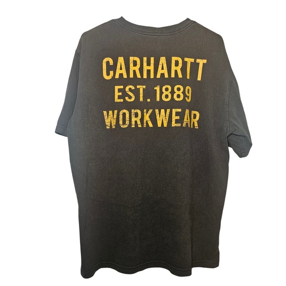 Carhartt Mens L Pocket T Shirt Black Original Fit Workwear Worn Distressed Holes - Picture 3 of 12